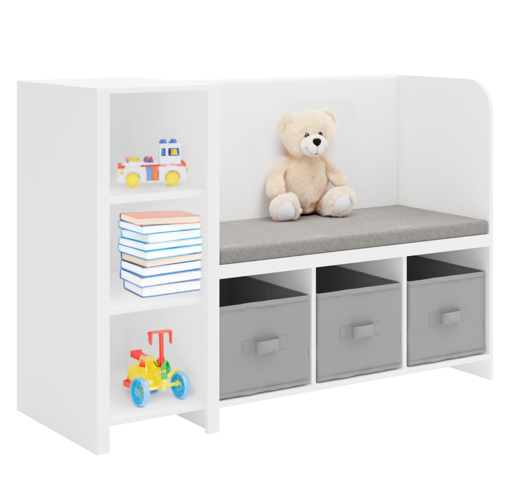 Raft cu bancă, alb/gri, BENKO