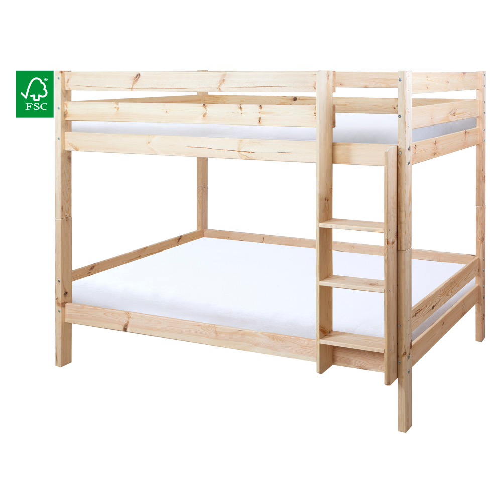 Pat supraetajat cu barieră, 90x200, molid, BENY