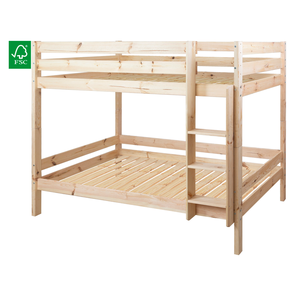 Pat supraetajat cu barieră, 90x200, molid, BENY