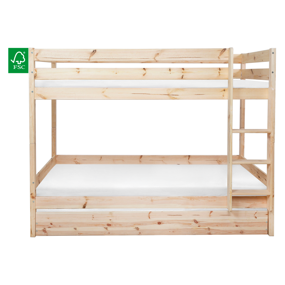 Pat supraetajat cu barieră, 90x200, molid, BENY