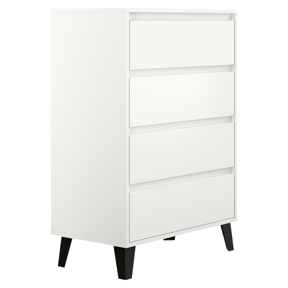 Comodă, albă, BOGAN NEW 4S70