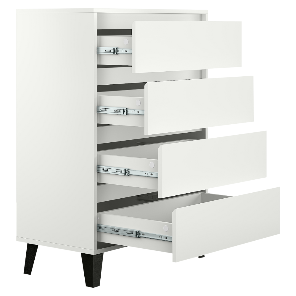 Comodă, albă, BOGAN NEW 4S70