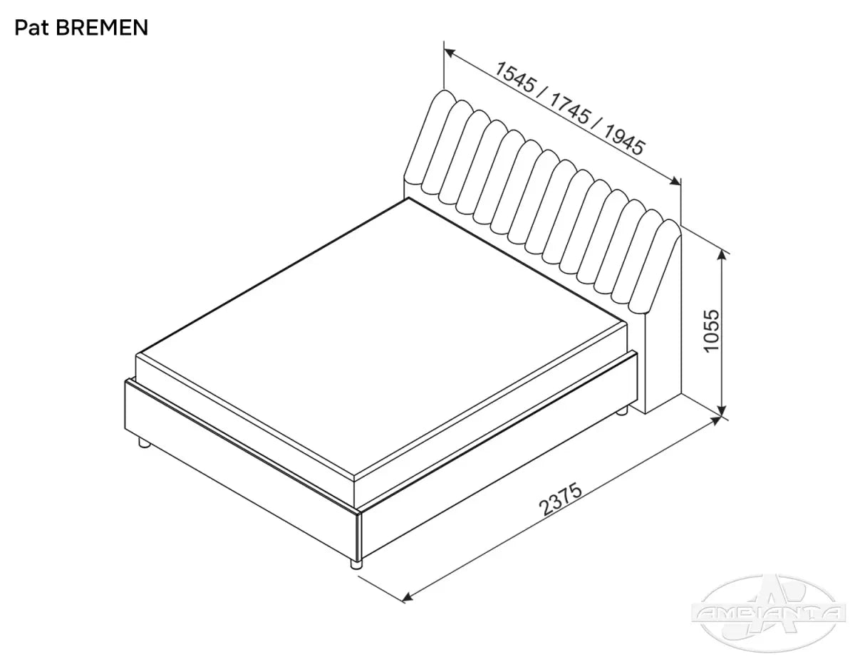 Pat Bremen, tapitat integral cu somiera metalica inclusa, material catifea
