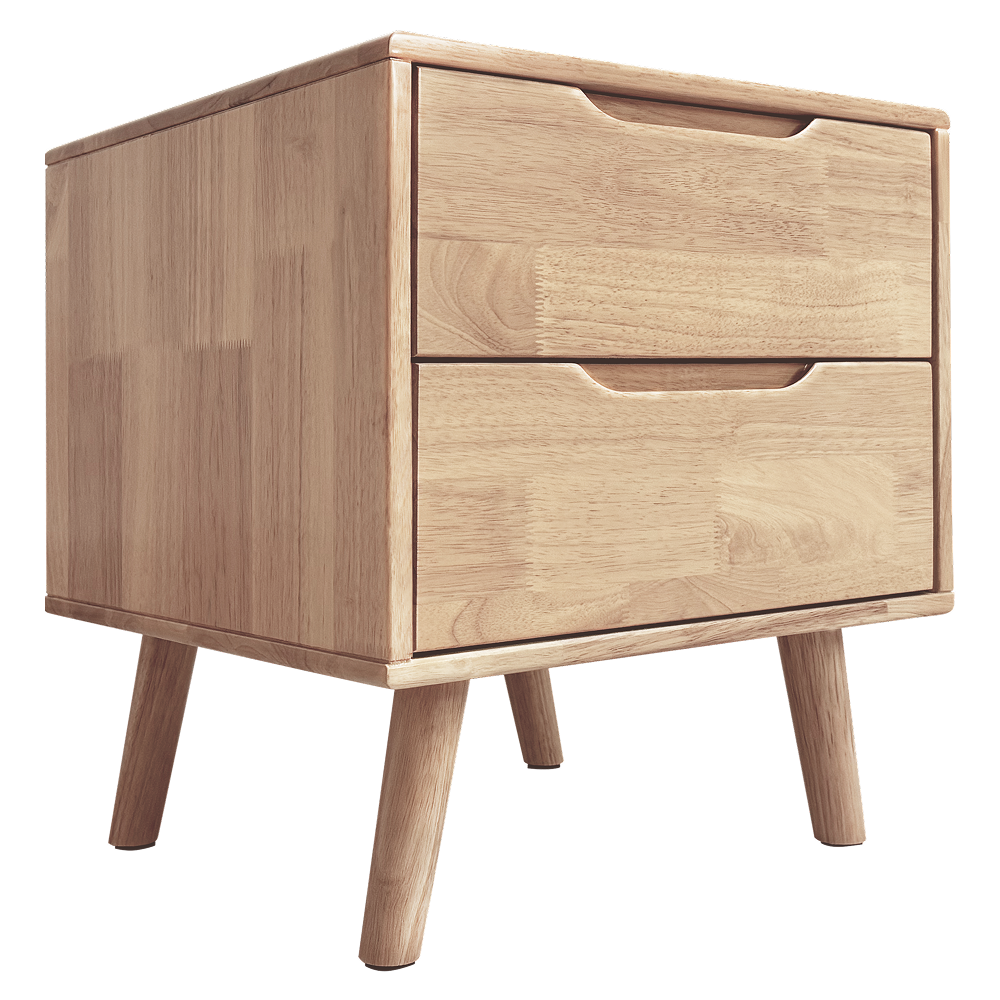 Noptieră, lemn masiv, naturală, BRUNI