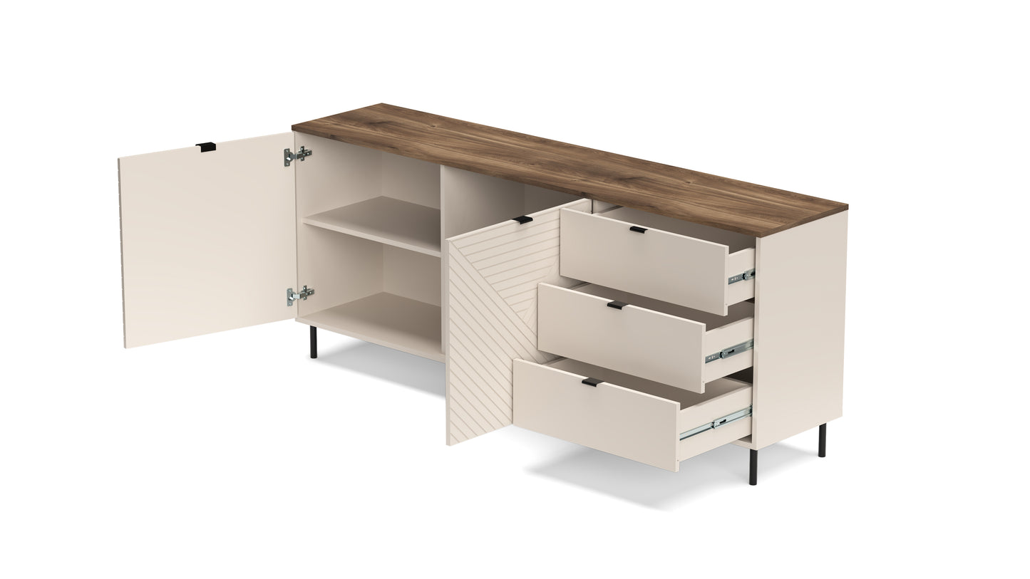 MIRAGE Comoda 2D3S (MR9), casmir/ stejar castelo, 183.4 x 40 x 75.4
