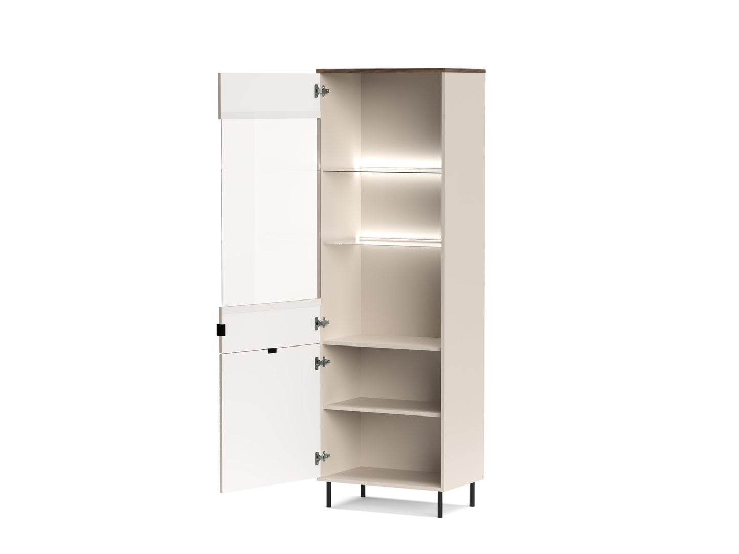 MIRAGE Vitrina mare (MR96), casmir/ stejar castelo, 63.4 x 40 x 194.6 cm