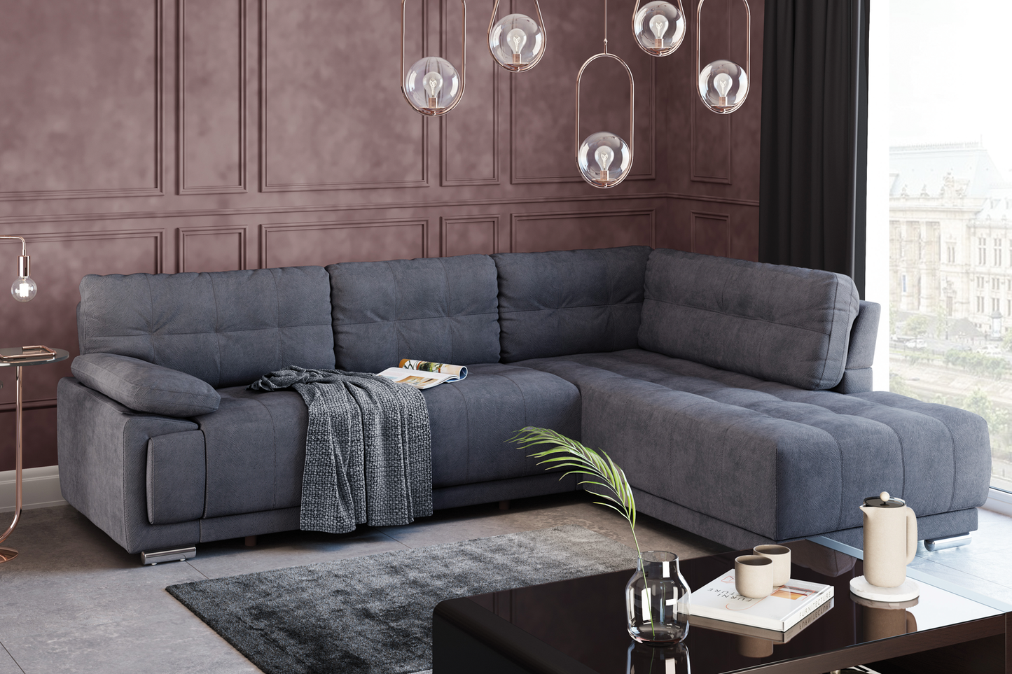 Colțar extensibil California cu ladă pentru depozitare - Gallery Image 2