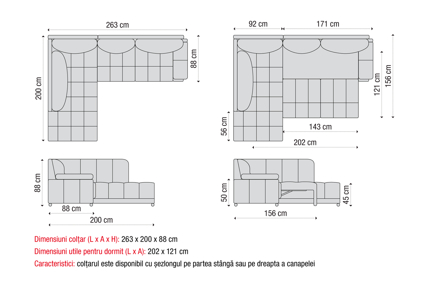 Colțar extensibil California cu ladă pentru depozitare - Gallery Image 7