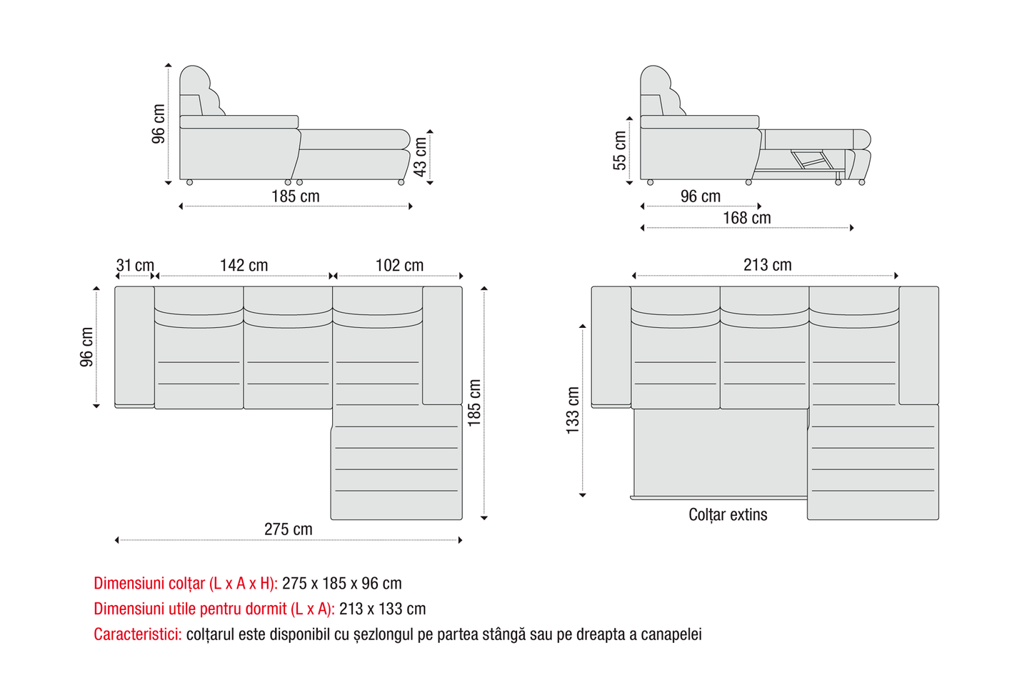 Colțar extensibil Galaxy cu ladă pentru depozitare - Gallery Image 4