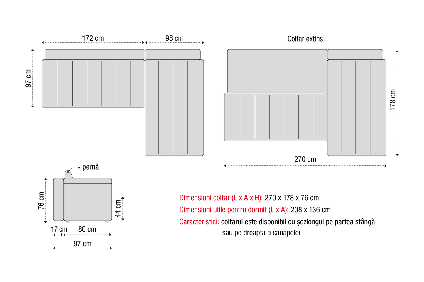 Colțar extensibil Rosario cu ladă pentru depozitare - Gallery Image 6