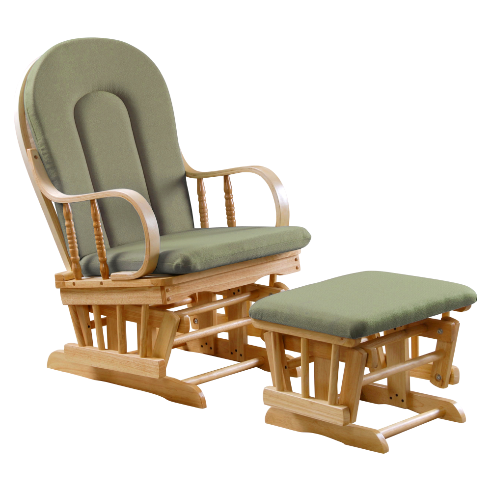 Scaun balansoar cu suport pentru picioare, natural/verde, DALBERT