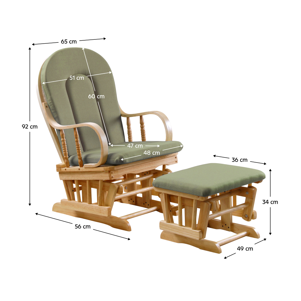 Scaun balansoar cu suport pentru picioare, natural/verde, DALBERT