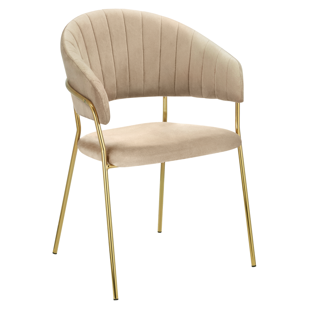 Fotoliu de sufragerie de design, bej, Velvet/gold crom auriu, DASMIN NEW TIP 1