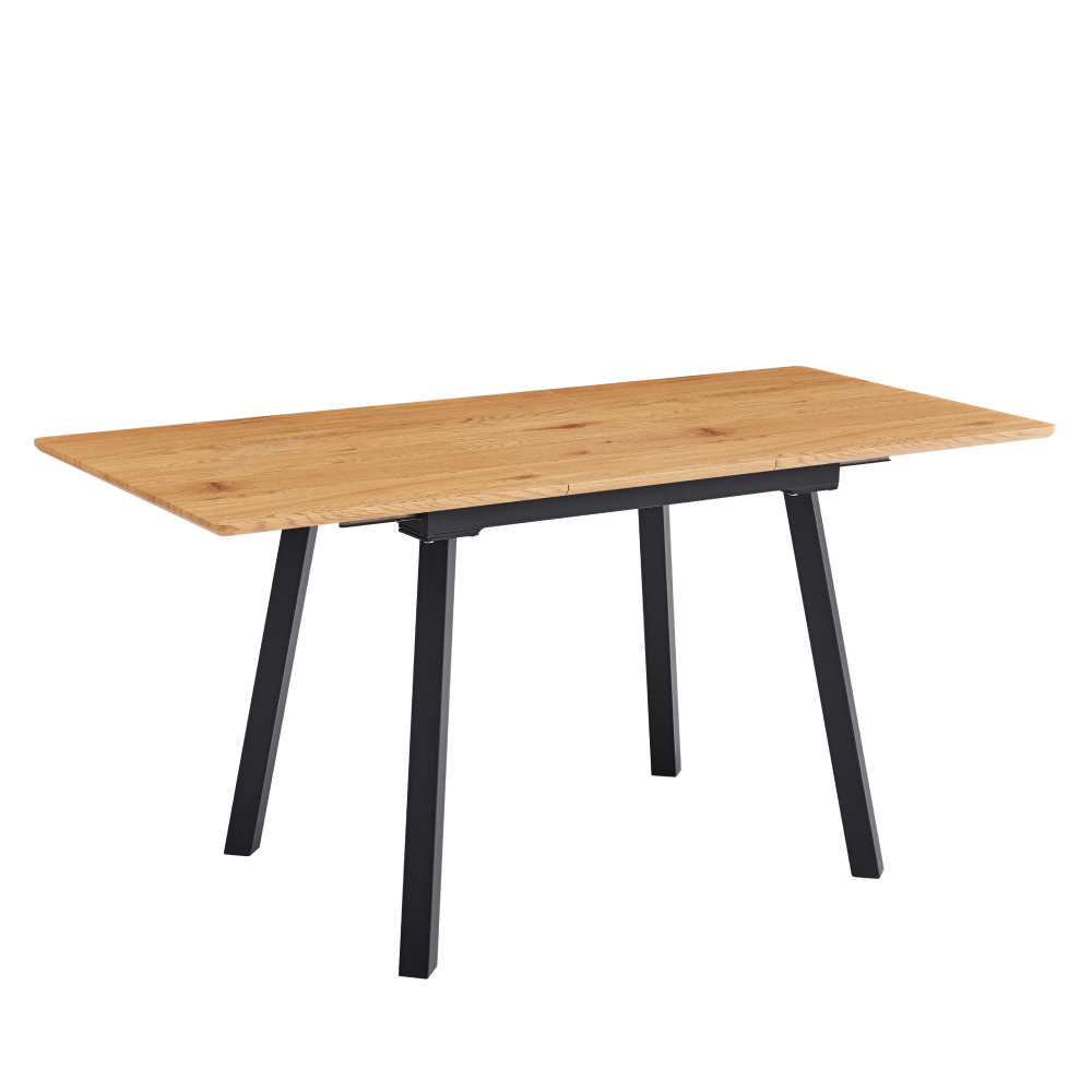 Masă de sufragerie extensibilă, 120-160x80 cm, stejar/neagră, DIRAN