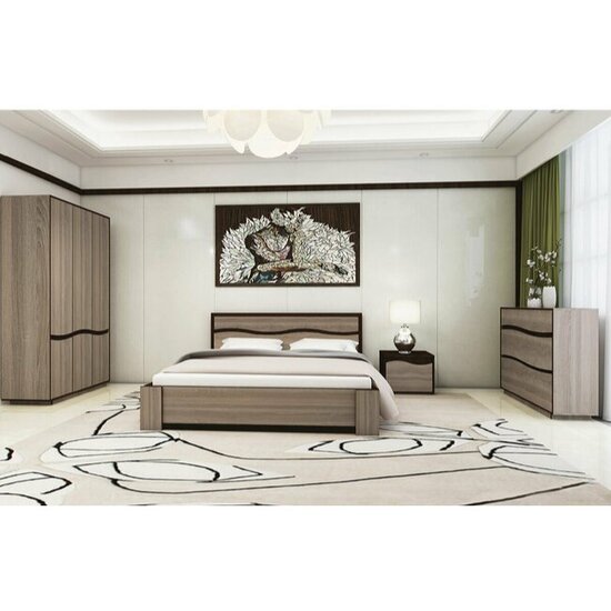 Dormitor GENEVA (dulap 4D, pat 1600, 2 noptiere, comodă 1S2D)