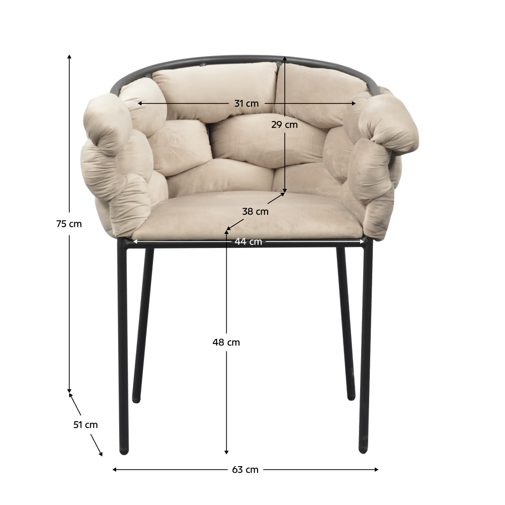 Fotoliu pentru sufragerie, ţesătură gri maronie Taupe Velvet/neagră, DOROTA