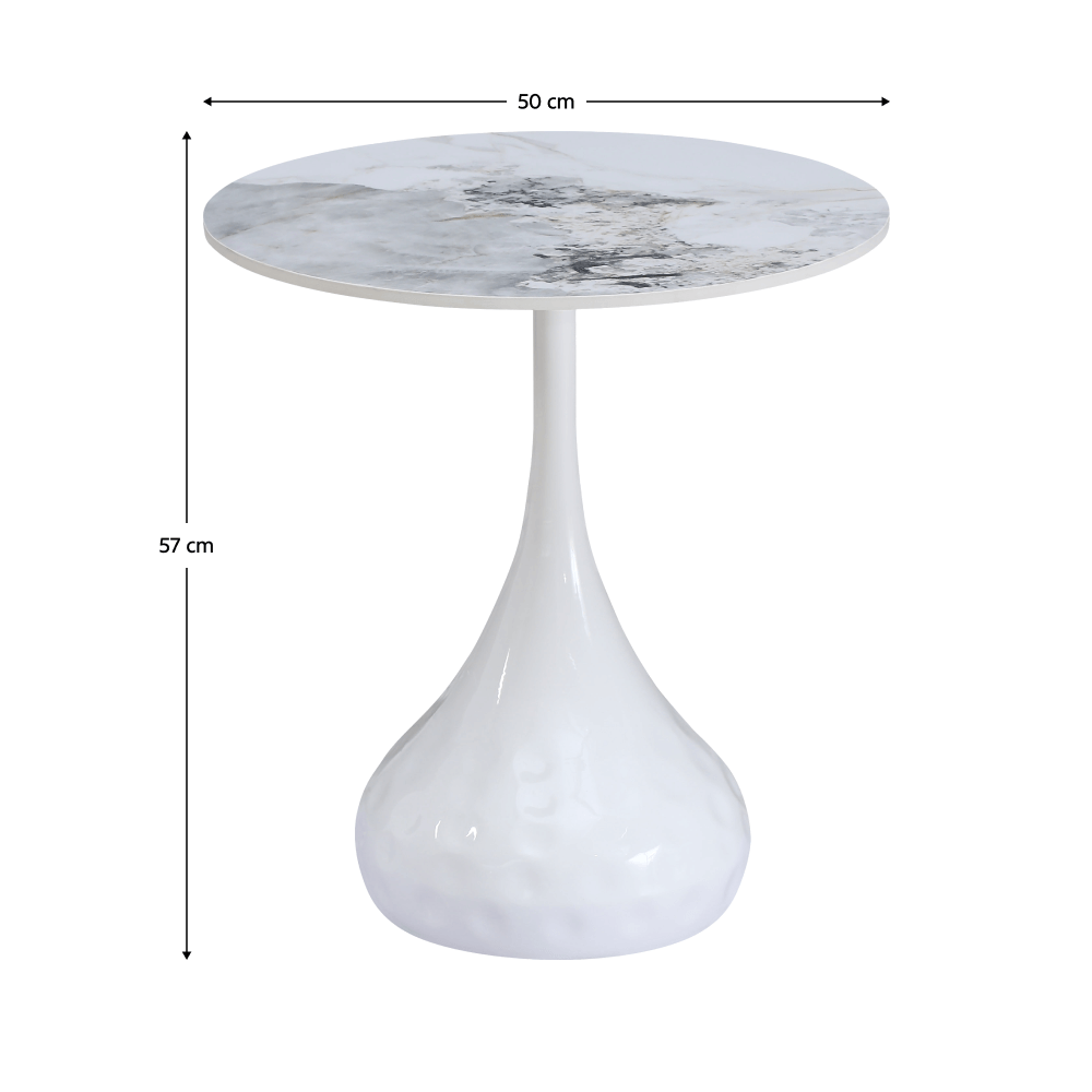 Măsuţă de cafea, marmură albă/oţel, EBREL