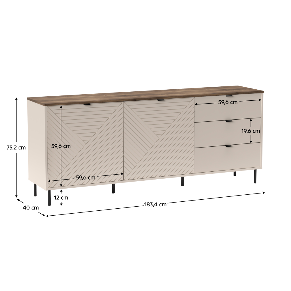 Comodă, caşmir/stejar castello, EYCO 2D3S