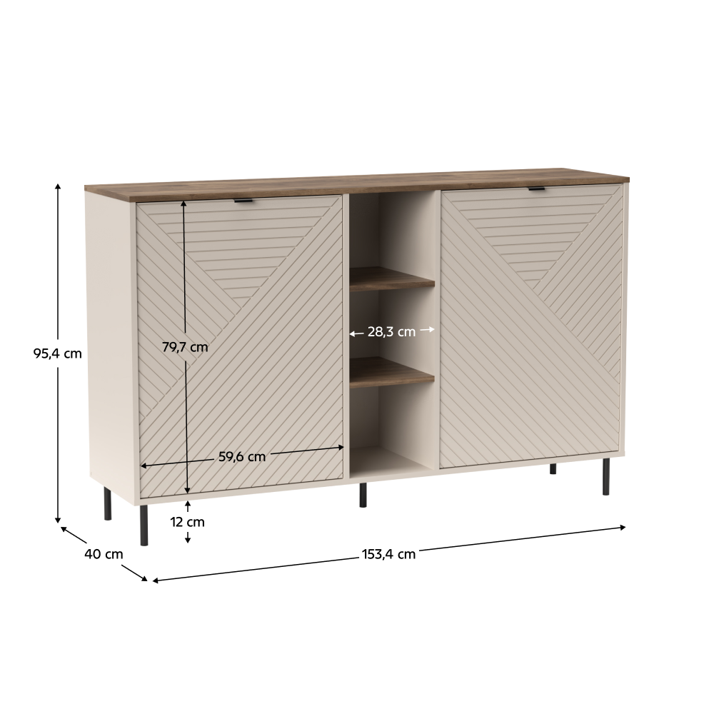 Comodă cu poliţe, caşmir/stejar castello, EYCO 2D