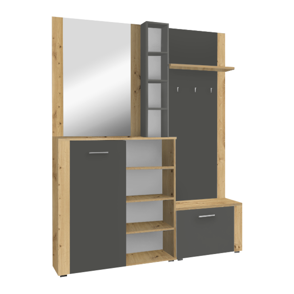 Set pentru anticameră, stejar artisan/grafit, FANDU