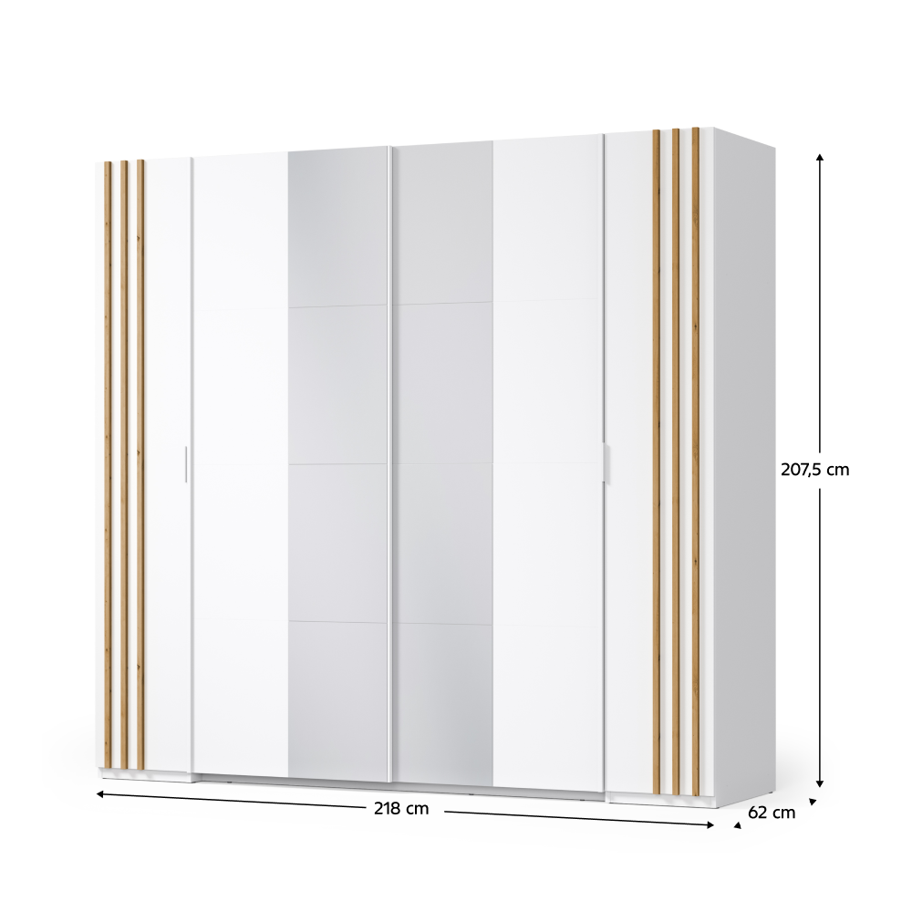 Set dormitor, alb/stejar artisan, 160x200, FLORENS