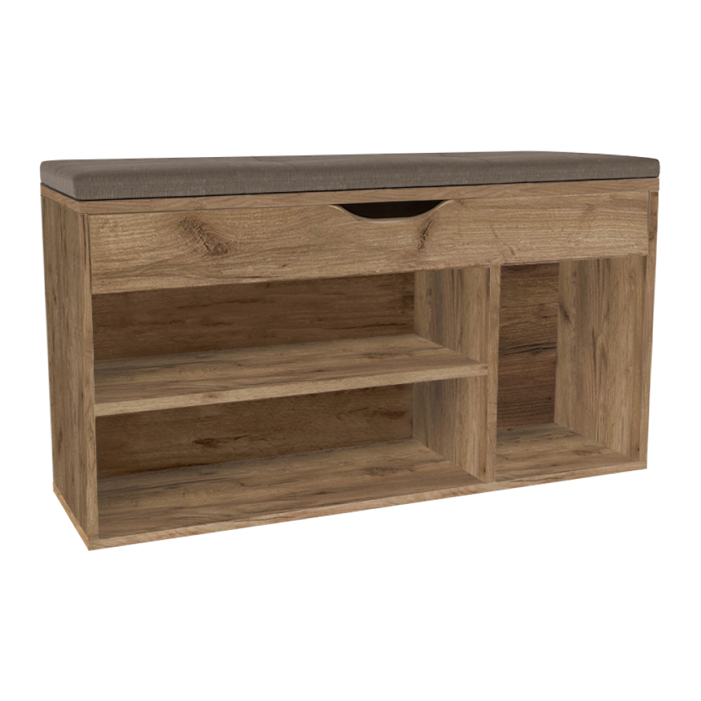 Suport pentru pantofi cu bancă, stejar artisan, FUDDY NEW