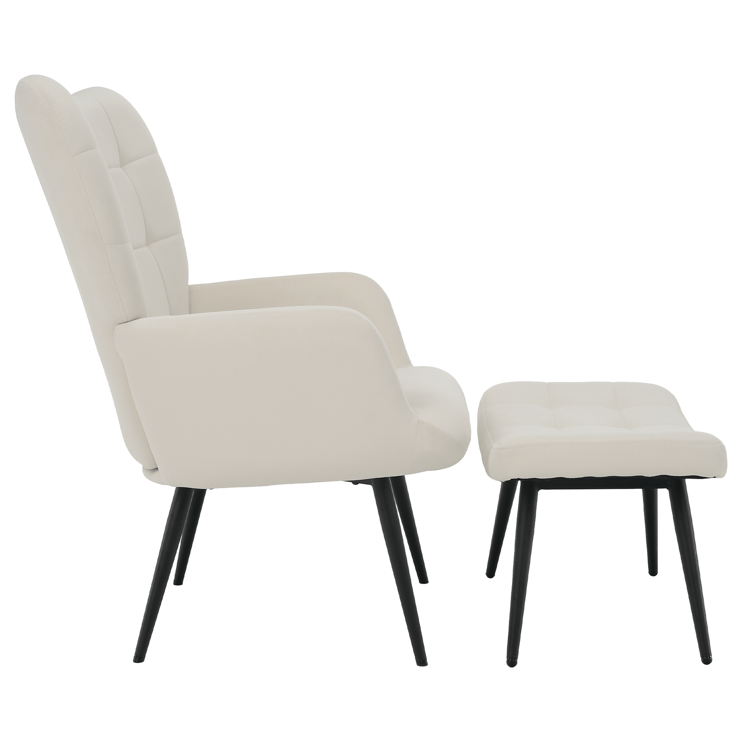 Fotoliu cu suport pentru picioare, alb Velvet ţesătură/negru, HABEN