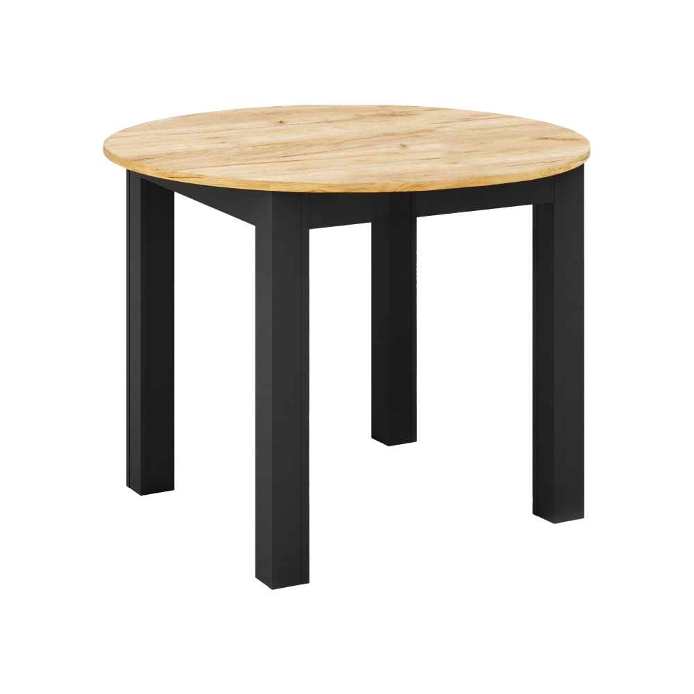 Masă de sufragerie extensibilă, stejar craft auriu/negru, 103-142x76 cm, HARRY