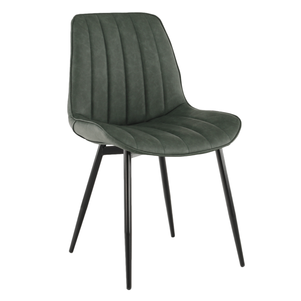 Scaun, piele ecologică verde/negru, HAZAL