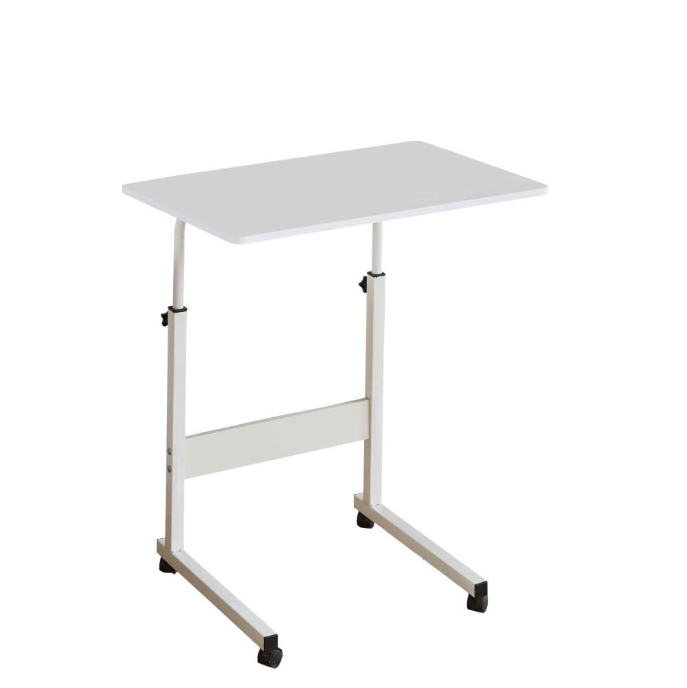 Reglabil masă PC cu roţi, albă, JUSTUS