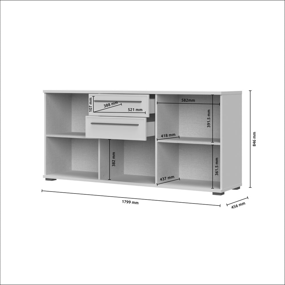 OPERA comoda 3 usi 2 sertare, K180-3K2F, 180 x 46 x 85 cm