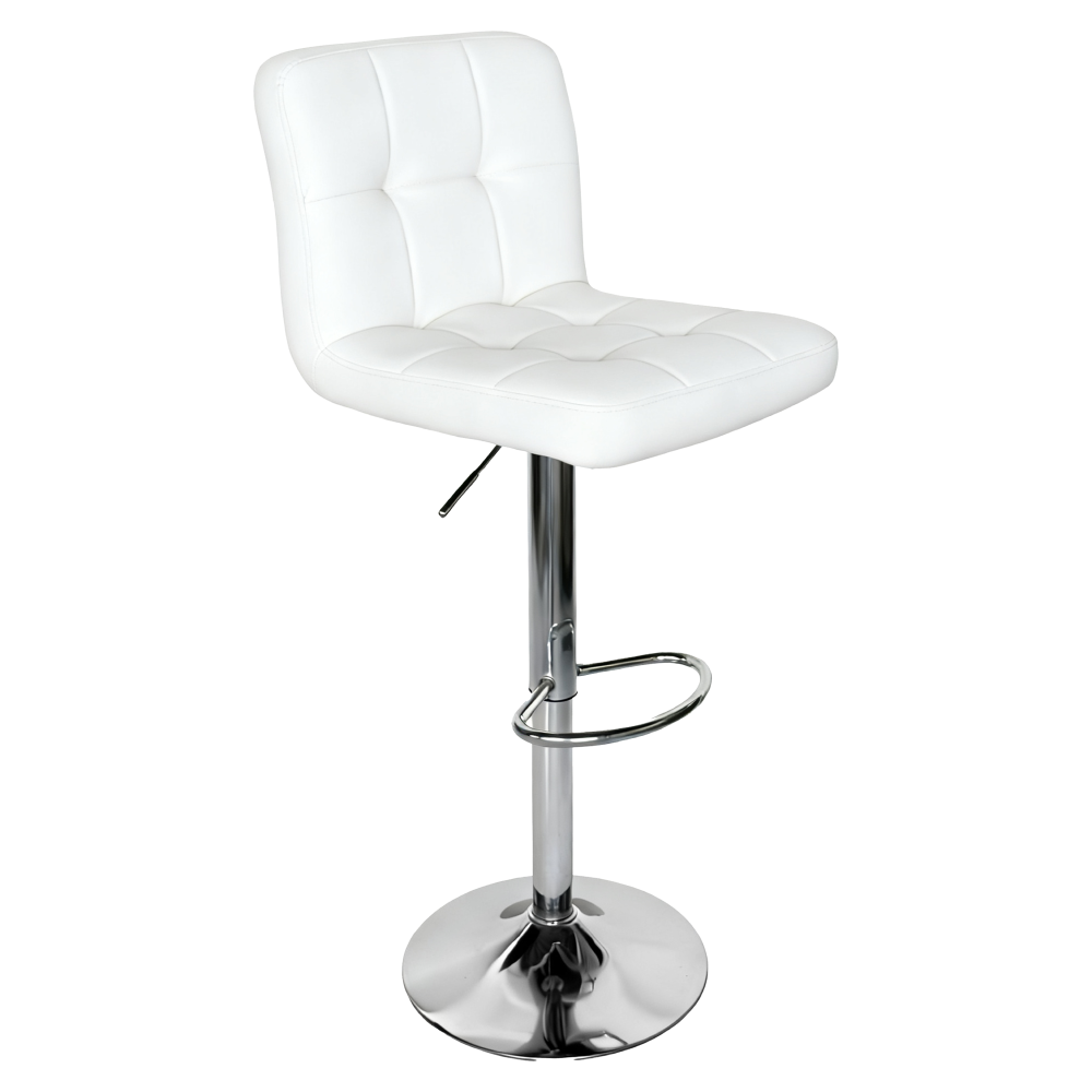 Scaun de bar, piele ecologică albă/crom, KANDY 2 NEW