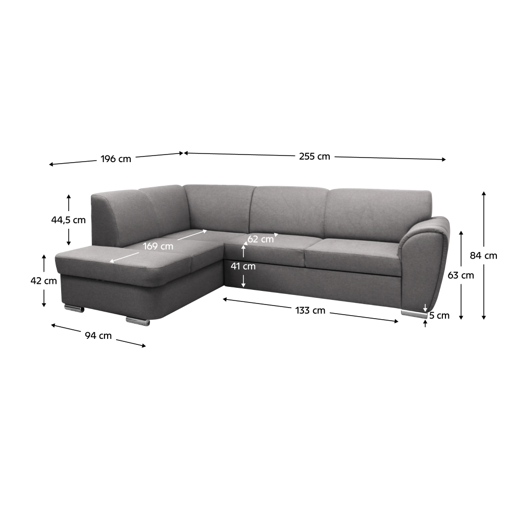 Set canapea, gri, stânga, KENAI ROH