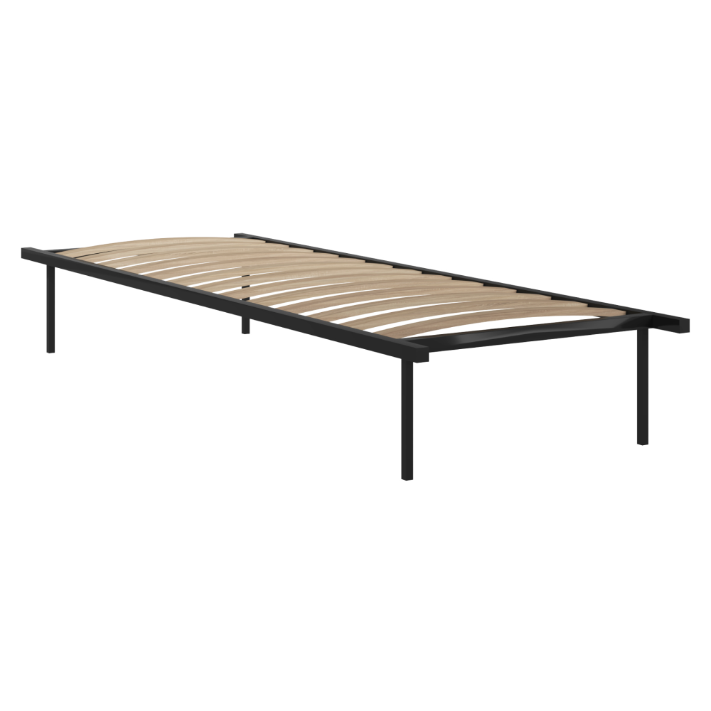 Somieră autoportant, 90x200, negru, metal/mesteacăn, KENTAK