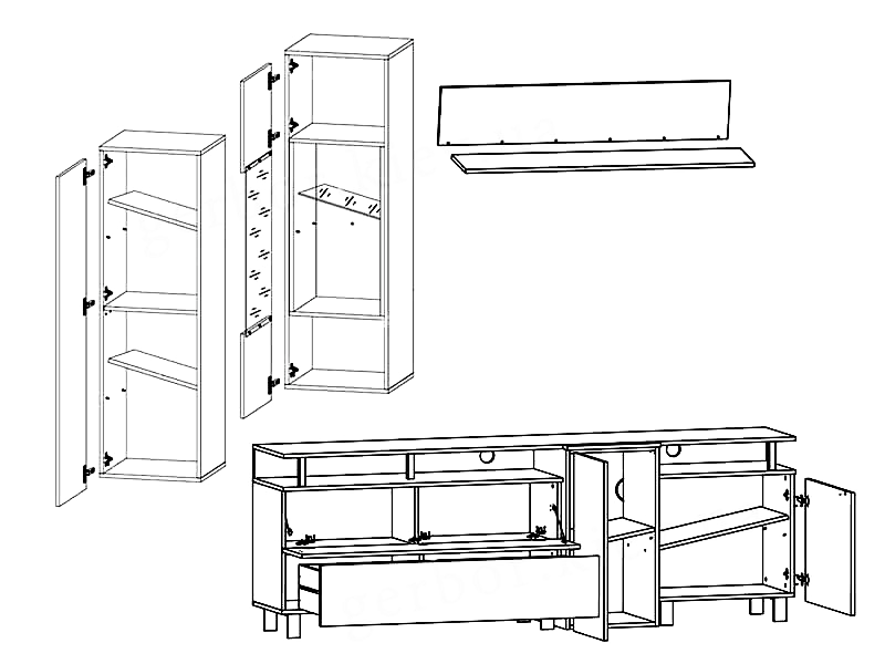 Living ARS, antracit/stejar/gri elegant