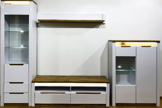 Living Solomia, alb/stejar tahoe/alb lucios