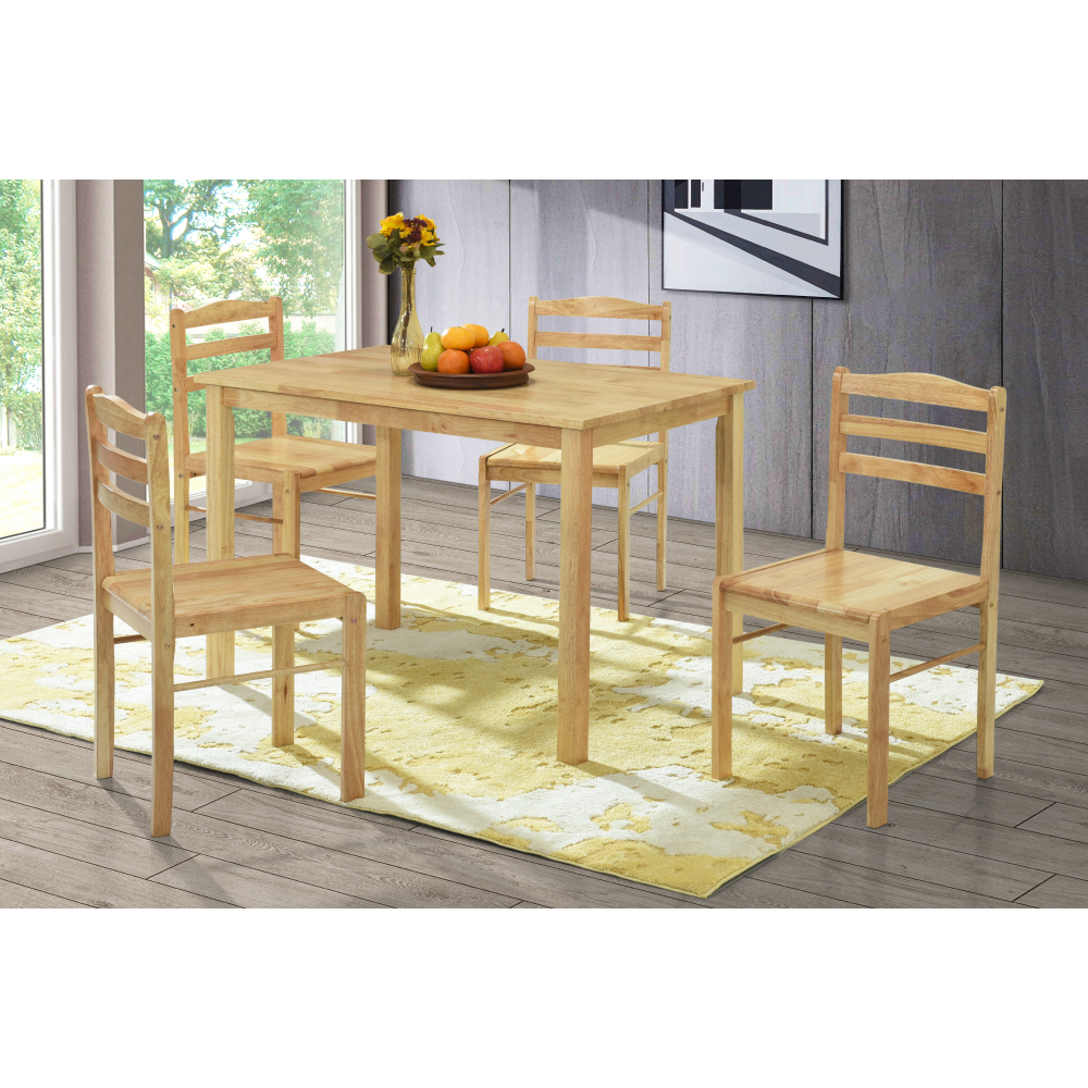 Set de sufragerie 1+4, lemn masiv, natural, LOAK