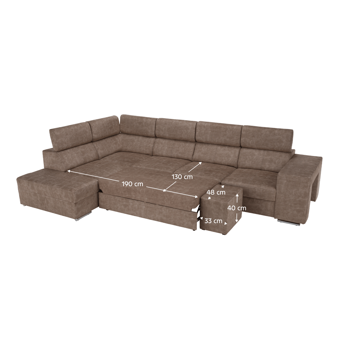 Set canapea, bej, pe stânga, MALAGA BIG