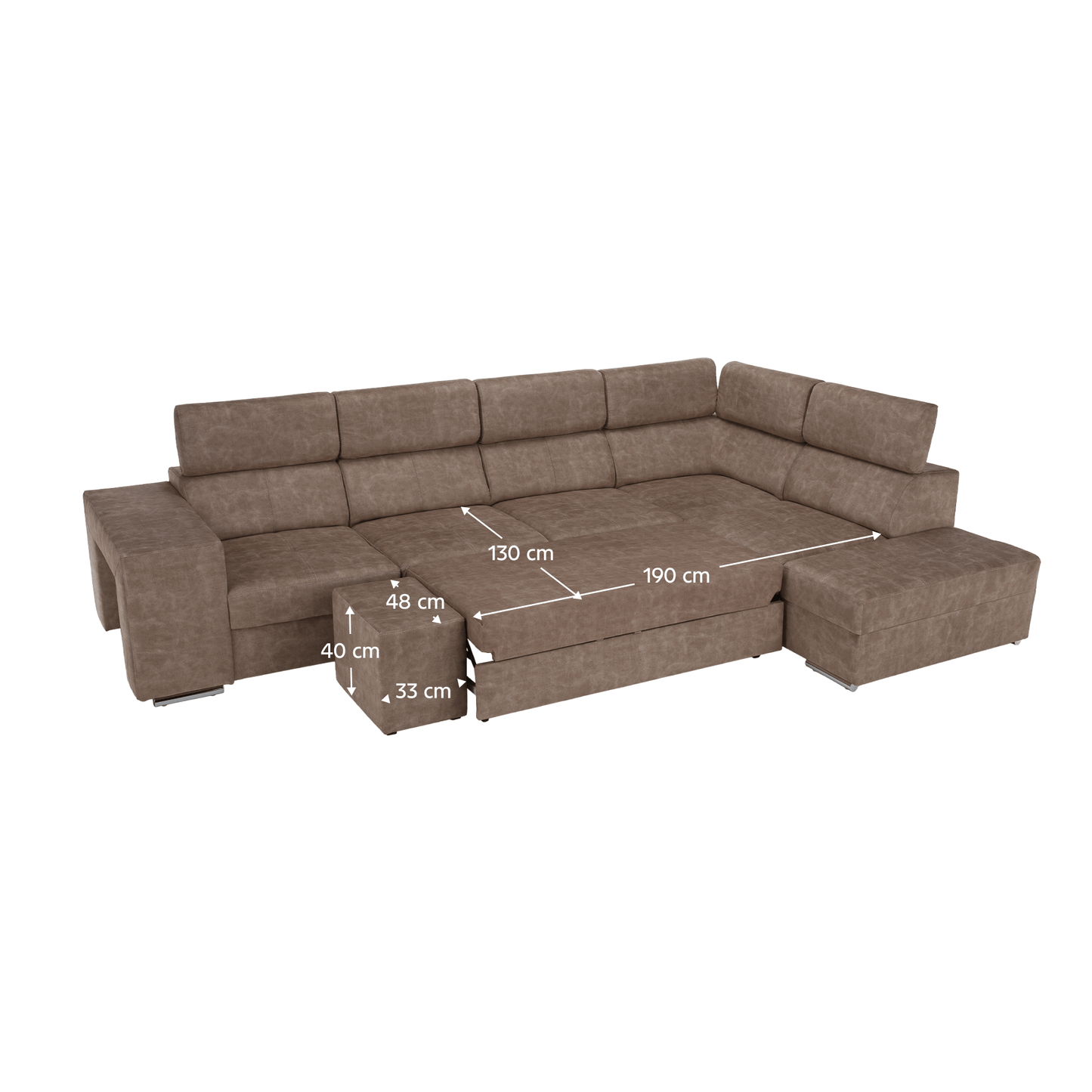 Set canapea, bej, pe dreapta, MALAGA BIG