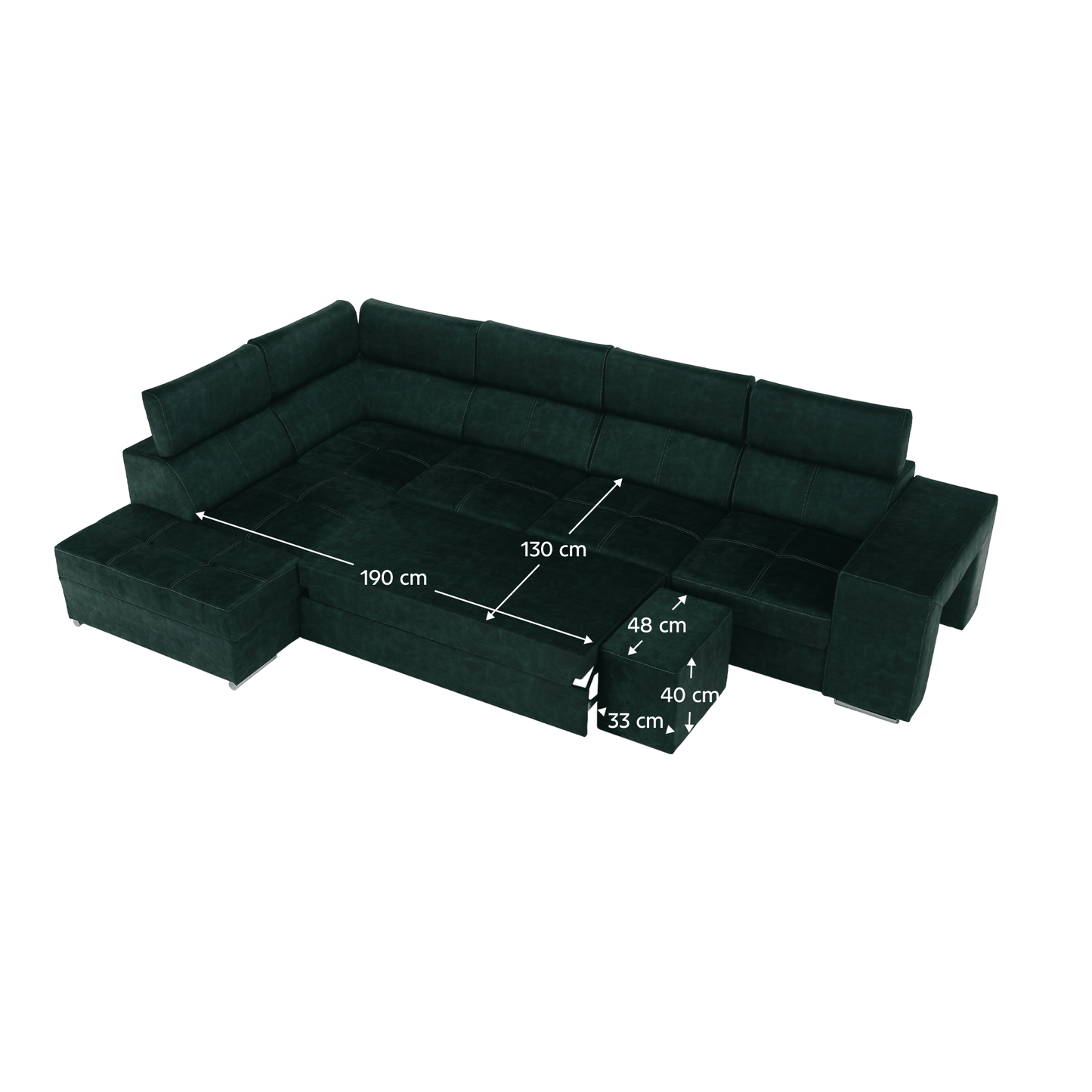 Canapea, smarald, pe stânga, MALAGA BIG