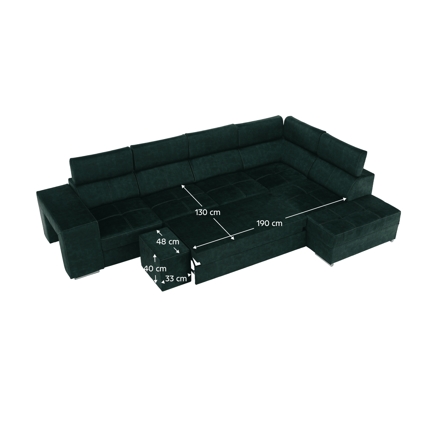 Set canapea, smarald, pe dreapta, MALAGA BIG