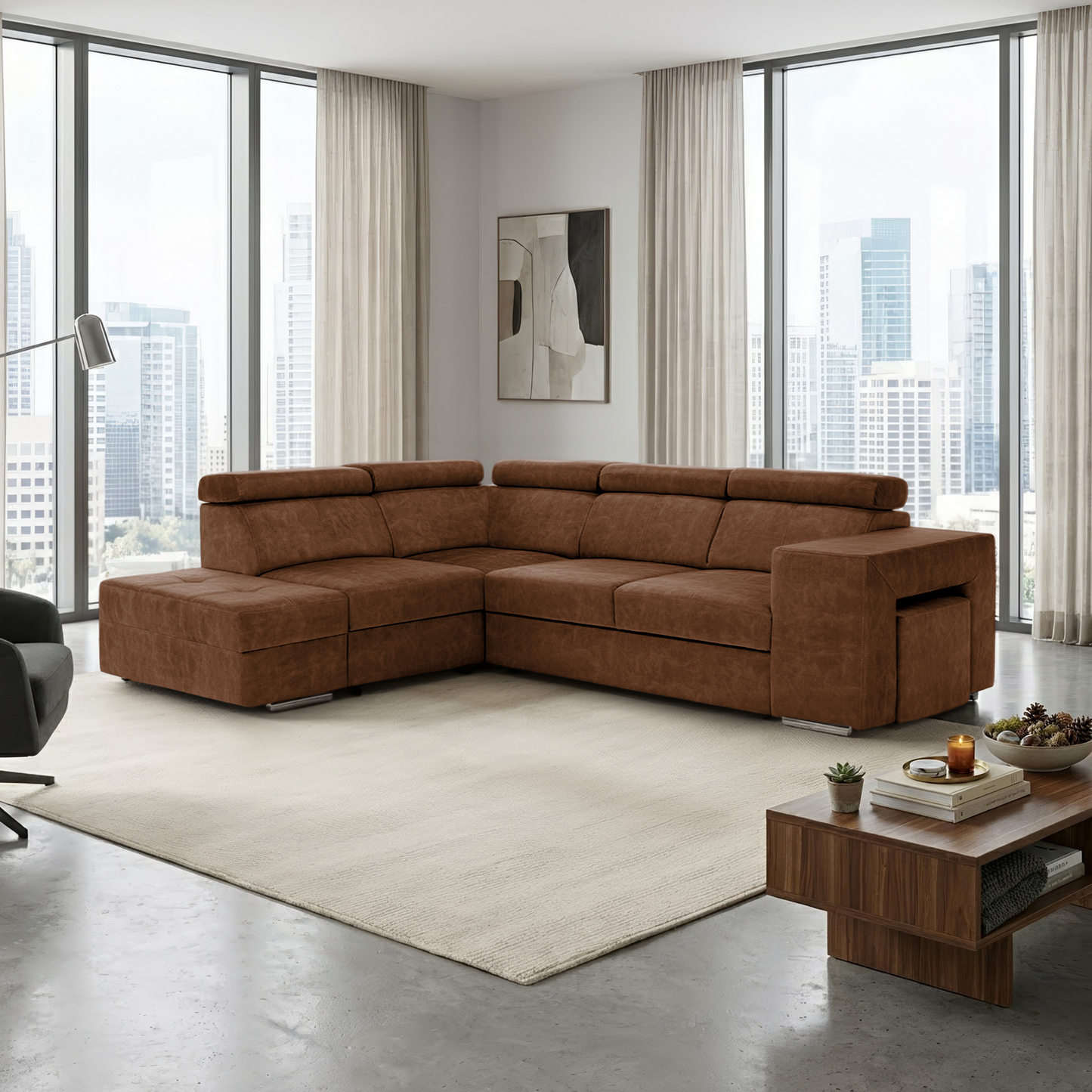 Set canapea, maro, pe stânga, MALAGA