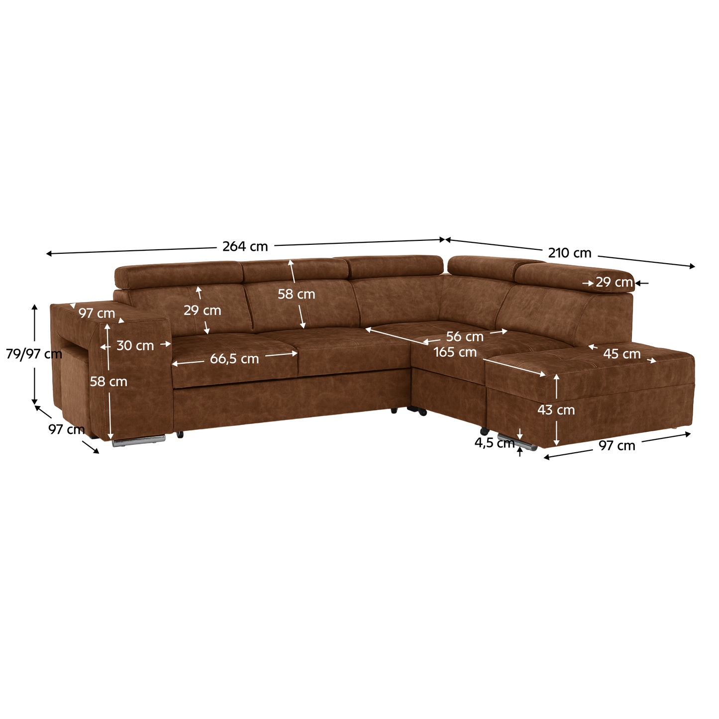 Set canapea, maro, pe dreapta, MALAGA