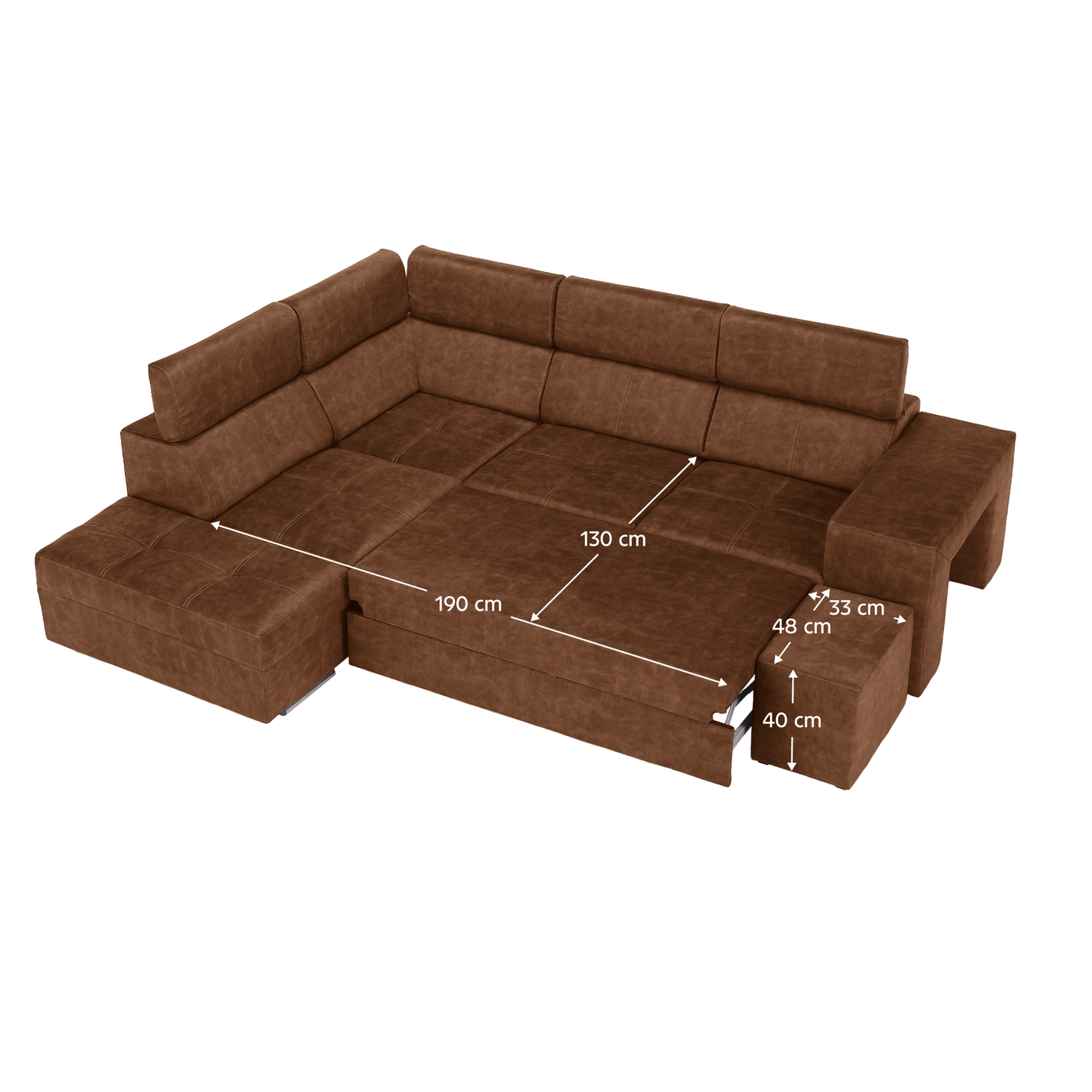 Set canapea, maro, pe stânga, MALAGA