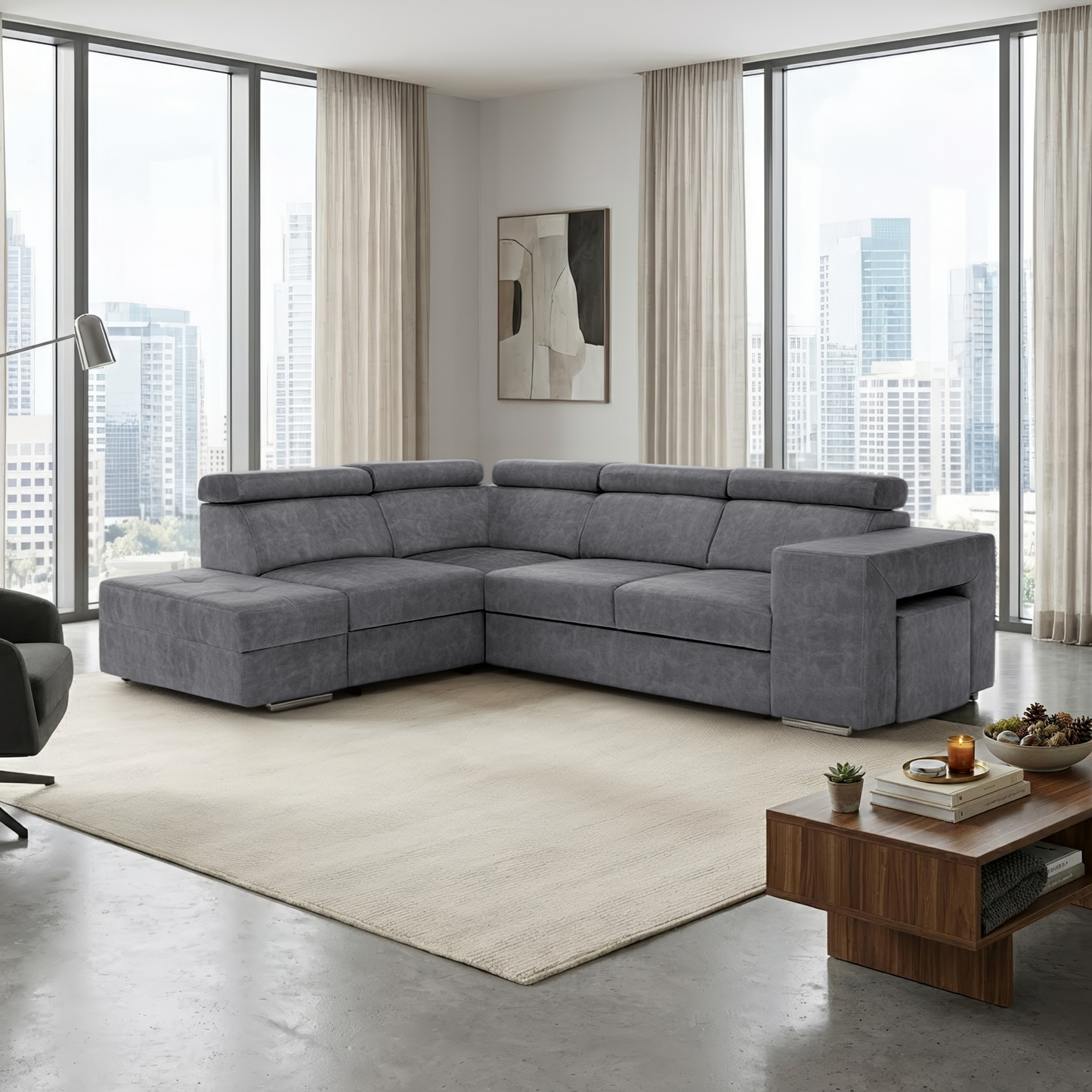 Set canapea, gri, pe stânga, MALAGA