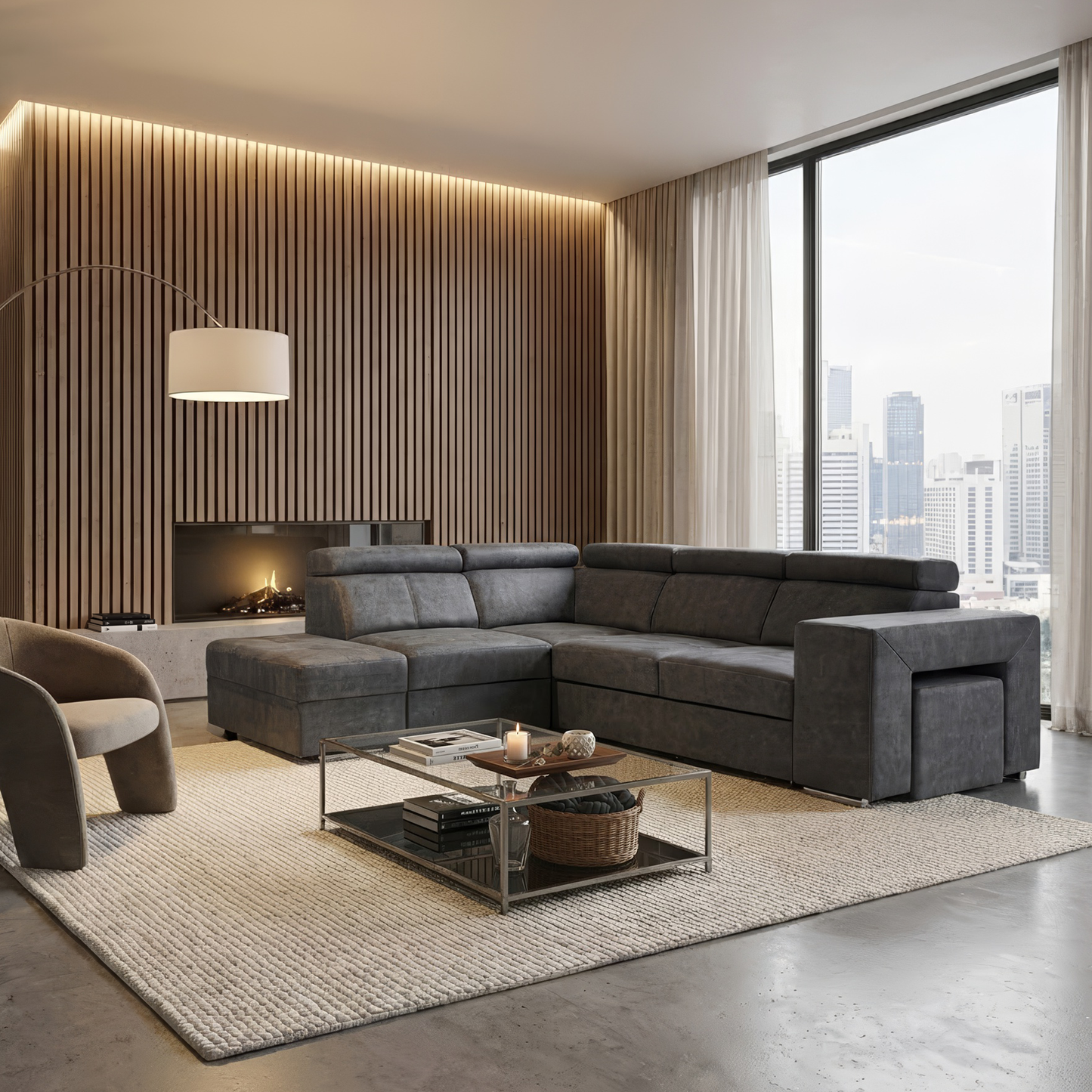 Set canapea, gri, pe stânga, MALAGA