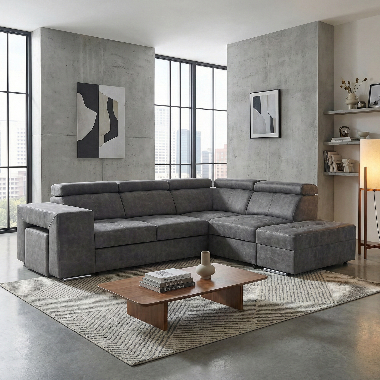 Set canapea, gri, pe dreapta, MALAGA