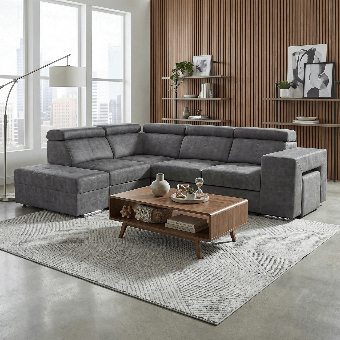 Set canapea, gri, pe stânga, MALAGA