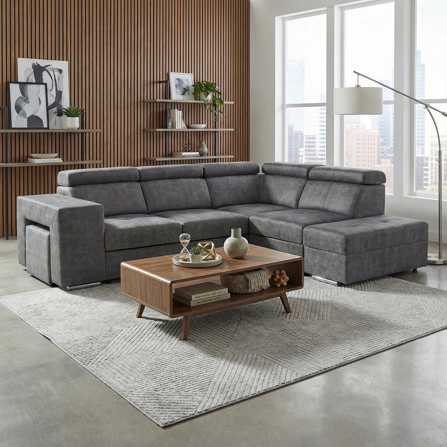 Set canapea, gri, pe dreapta, MALAGA