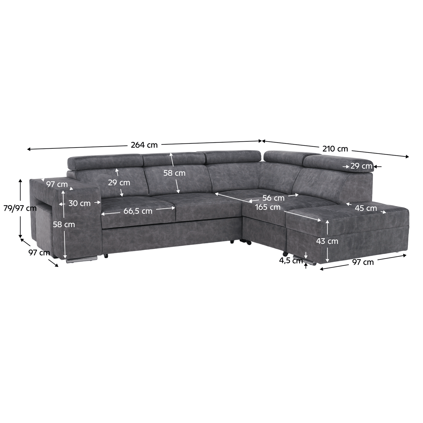 Set canapea, gri, pe dreapta, MALAGA